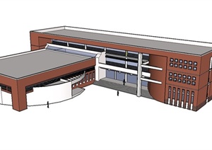 一栋学校教学楼建筑设计SU(草图大师)模型