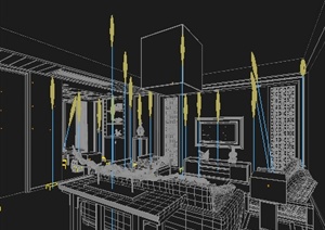 某新中式客厅、餐厅、茶室装修设计方案3DMAX模型