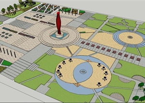 某欧式广场景观设计是SU(草图大师)模型