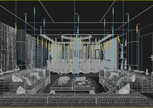 某商业空间餐厅豪华包房室内设计3DMAX模型