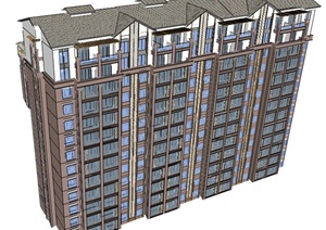 两栋现代风格多层与高层住宅SU(草图大师)模型