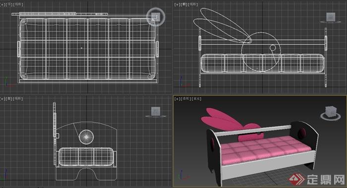 一张粉色儿童床家具设计3DMAX模型(2)