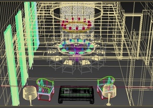 某餐厅包厢装修设计方案3DMAX模型