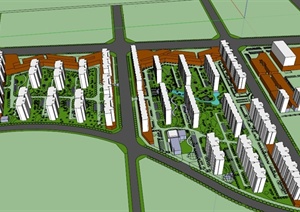 某现代住宅区景观规划设计SU(草图大师)模型