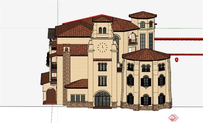 某欧式酒店办公会所建筑设计SU模型(1)