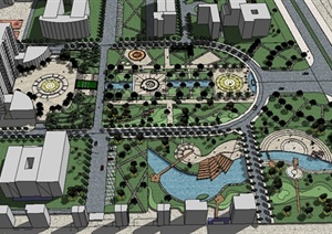 某住宅区滨水广场景观设计SU(草图大师)模型