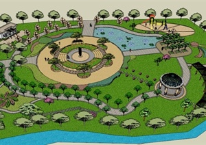 某欧式公园景观规划设计SU(草图大师)模型