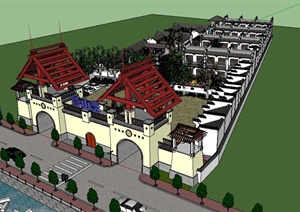 某农家乐度假村建筑景观规划设计SU(草图大师)模型