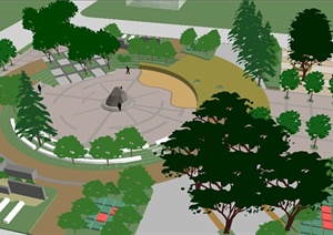 某小型居住区小广场设计SU(草图大师)模型