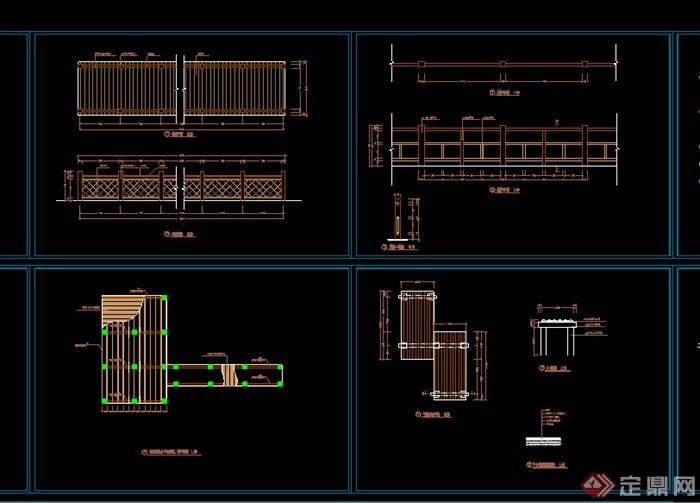 某木质现代园桥施工图设计CAD图纸(2)