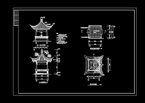 某古典中式四角亭施工图CAD图纸