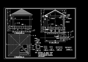 某中式木质四角亭施工图设计CAD图纸