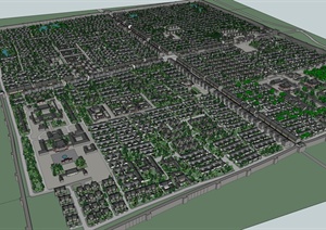 某超大型中式居住小区规划SU(草图大师)模型