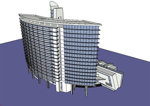 某栋酒店建筑设计SU(草图大师)模型