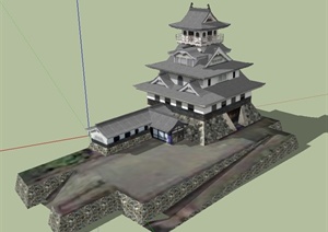 某栋日式古建筑设计SU(草图大师)模型