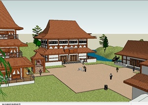 某中式古建旅游建筑设计SU(草图大师)模型
