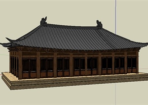 某中式旅游景区古建设计SU(草图大师)模型素材
