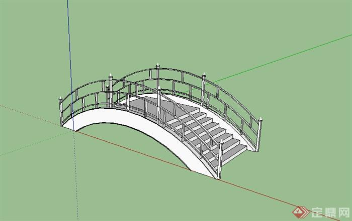 某古建小园桥设计SU模型素材(1)