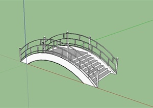 某古建小园桥设计SU(草图大师)模型素材