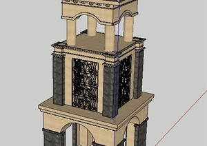某欧式塔楼建筑设计SU(草图大师)模型