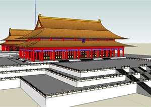 某中式旅游景区大殿设计SU(草图大师)模型