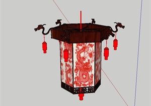一盏中式灯笼设计SU(草图大师)模型