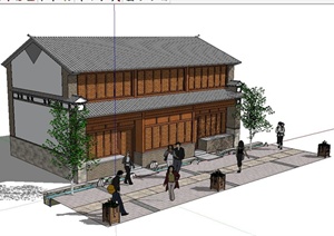 一栋白族民居建筑设计SU(草图大师)模型