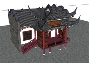 某古中式戏楼建筑设计SU(草图大师)模型