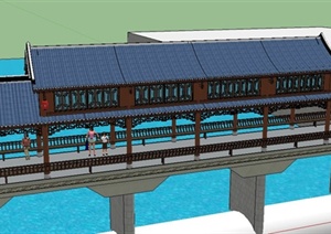 某中式廊桥设计SU(草图大师)模型
