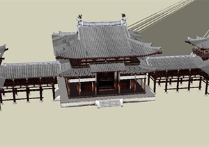 平等院鳳凰堂建筑设计SU(草图大师)模型