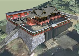 某日式古建筑设计SU(草图大师)模型1