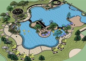 某室外水景公园设计SU(草图大师)模型