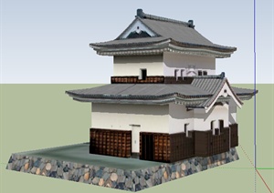 日式风格古典住宅建筑设计SU(草图大师)模型