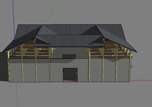 现代中式风格云南民居住宅建筑设计SU(草图大师)模型