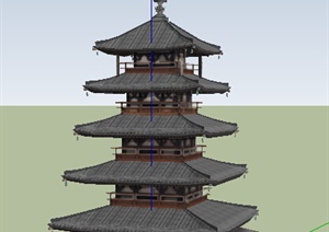 某日式风格塔楼建筑设计SU(草图大师)模型