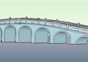 现代中式风格九孔拱桥设计SU(草图大师)模型