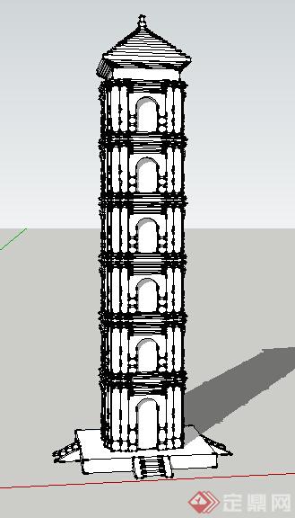 古典中式多层古塔建筑设计SU模型(1)