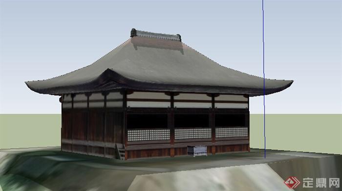 日式风格山地古建筑设计SU模型(1)