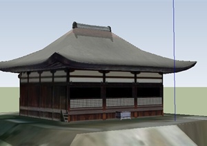 日式风格山地古建筑设计SU(草图大师)模型