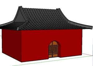 古典中式风格单层古建筑设计SU(草图大师)模型