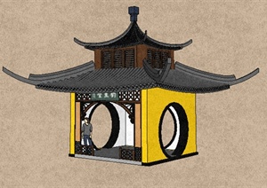 古典中式风格亭子设计SU(草图大师)模型