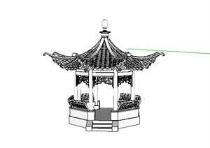 某古典中式八角亭设计SU(草图大师)模型