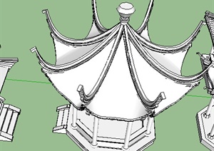 某古典中式八角亭设计SU(草图大师)模型参考