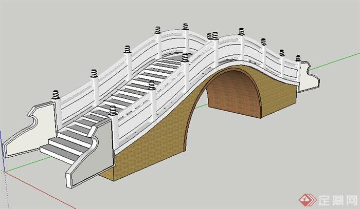 古典中式风格古石桥设计SU模型(1)