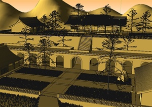 某中式旅游景区建筑规划SU(草图大师)模型