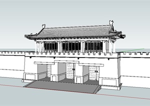 某中式城门建筑设计SU(草图大师)模型