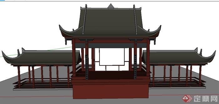 某中式亭廊组合设计SU模型(2)