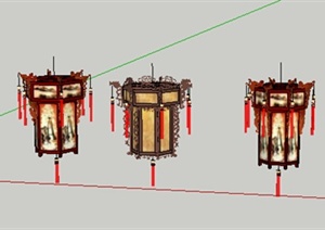 设计素材之古典中式风格灯具设计SU(草图大师)模型