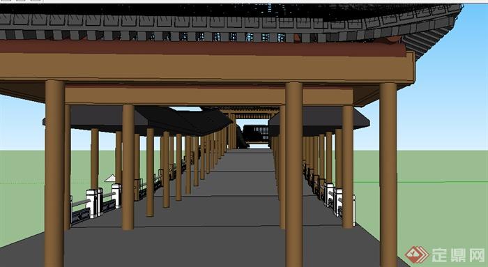 某中式大型亭廊组合设计SU模型(1)