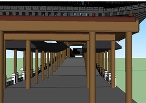 某中式大型亭廊组合设计SU(草图大师)模型